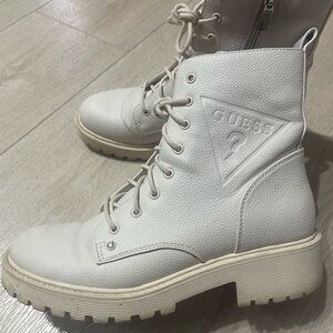 Guess White Combat Boots for Women